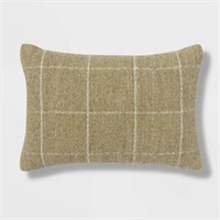 Oblong Windowpane Woven Pillow Green