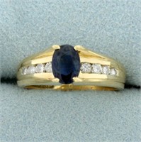 1.2ct TW AA Sapphire and Diamond Ring in 14K Yello