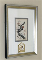 Artist signed redheaded woodpecker print  RHA