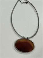 STERLING SILVER CARNELIAN NECKLACE ENGRAVED IN
