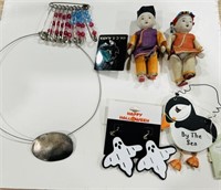 ASIAN DOLLS  NEKLACE AND PINS