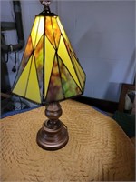 Yellow and green stain glass lamp