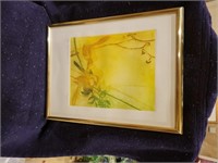 Bird silouette framed picture with gold frame