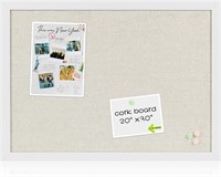 White Cork Board 30x20 with Linen and 20 Pins