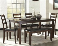 ASHLEY COVIAR DINING TABLE & CHAIRS WITH BENCH