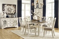 Ashley Realyn Dining Table & 6 Ribbon Chairs