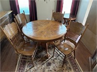 Round Oak Table 48" w/ 4 Chairs
