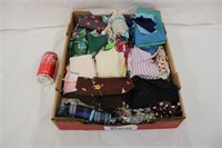 Tray Lot of Vintage Fabric Scraps & Quilt Squares