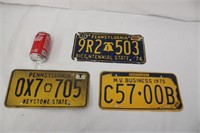 3 Pennsylvania License Plates ~ 1976, 1970 & ?