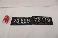 1957 & 1959 Kentucky License Plates
