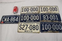 Lot of 7 Kentucky 1970s License Plates