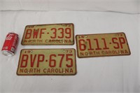 Lot of 3 North Carolina 1973 License Plates