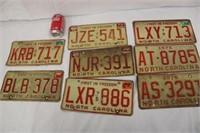 Lot of 8 North Carolina 1975 License Plates