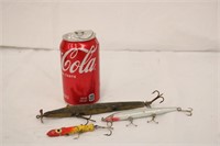 Lot of 3 Assorted Vintage Wooden Lures