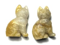 Natural Stone Hand Carved Kitten pair