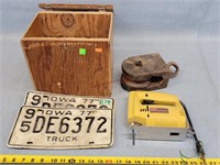 1977 IA Liscence Plates, Wooden Pulley, & More