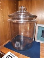 Large, heavy glass jar 14" t