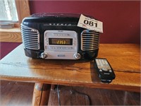 Reproduction, old time clock radio w/ CD player &