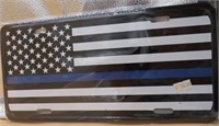 Back the Blue Metal American Flag License Plate
