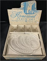 Homestead Snack Set, Clear Glass Platters & Cups.