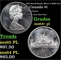 1965 Small Beads, Blunt 5 Canada Dollar KM# 64.1 1