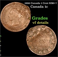 1886 Canada 1 Cent KM# 7 Grades vf details