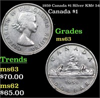 1959 Canada $1 Silver Canada Dollar KM# 54 1 Grade