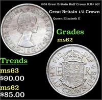 1958 Great Britain Half Crown KM# 907 Grades Selec