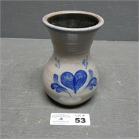 6" Blue Decorated Rowe Pottery Vase
