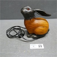 Bronze Rabbit Amber Glass Lamp