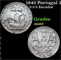 1943 Portugal 2-1/2 Escudos KM-580 Grades Select U