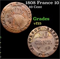 1808 France 10 Centimes Napoleon I KM-676 Grades v