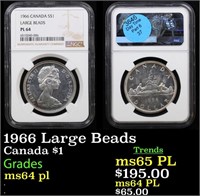 NGC 1966 Large Beads Canada Dollar 1 Graded ms64 p