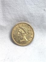 1853 Liberty Head 2 1/2D Gold Coin