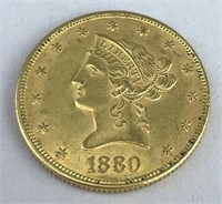 1880 $10 Liberty Head Eagle Gold Coin.