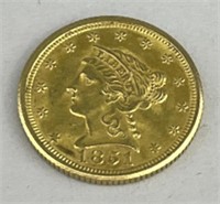 1851-O Liberty Head Quarter Eagle Gold Coin.