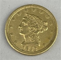 1853 Liberty Head Quarter Eagle Gold Coin.