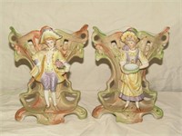 Pair Of 7" Ceramic Victorian Vases