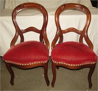 Vintage Wood Upholstered Chairs