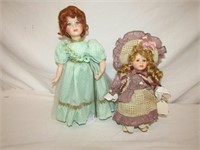 2 Porcelain Dolls Taller 14" T
