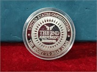 2nd amendment silver plated novelty coin