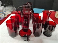 Ruby Red Glass 11 Pieces