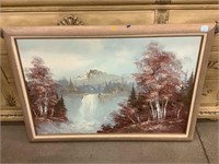 Ryogel waterfall landscape painting framed to