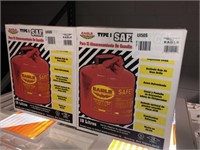 (2) Eagle Type 1 Safety 5 Gallon Gas Cans