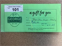 $100 Gift Certificate to George Locker