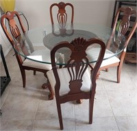 11 - GLASS TOP ROUND TABLE W/ 4 CHAIRS