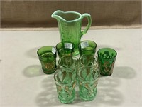Vintage Green Glasses and pitcher