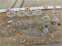 Pressed glass drink ware and serving dishes