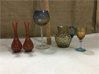 Blue/amber colored wine glass