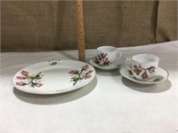 Serving plate & 2 teacups/saucers